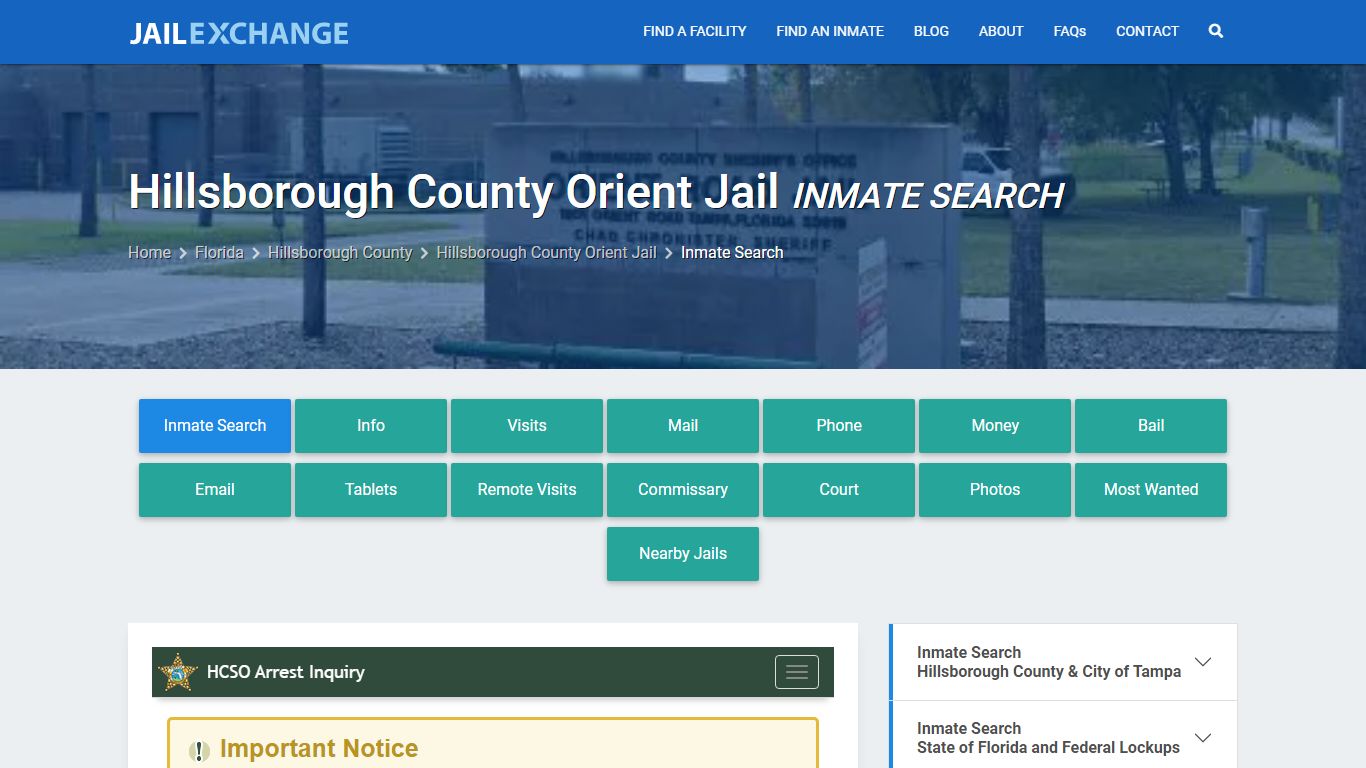 Hillsborough County Orient Jail Inmate Search - Jail Exchange