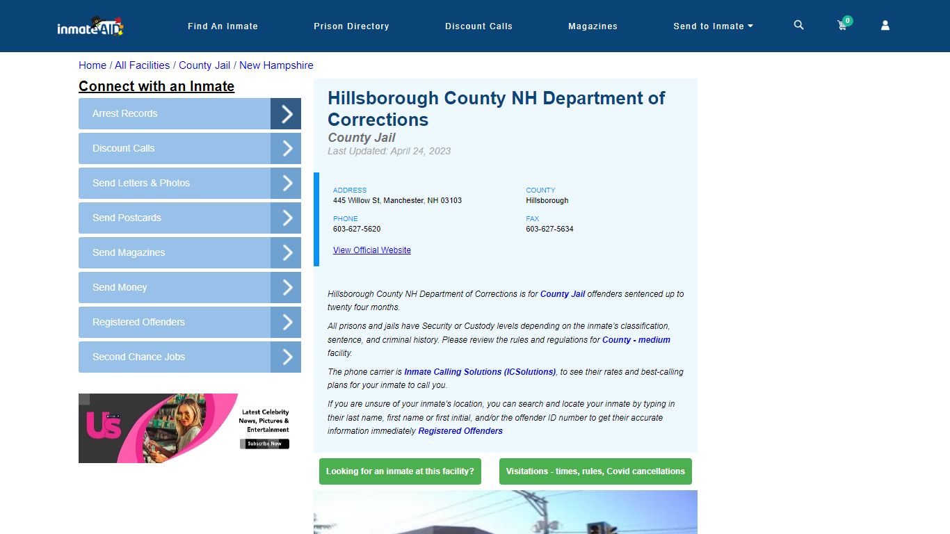 Hillsborough County NH Department of Corrections - Inmate Locator ...
