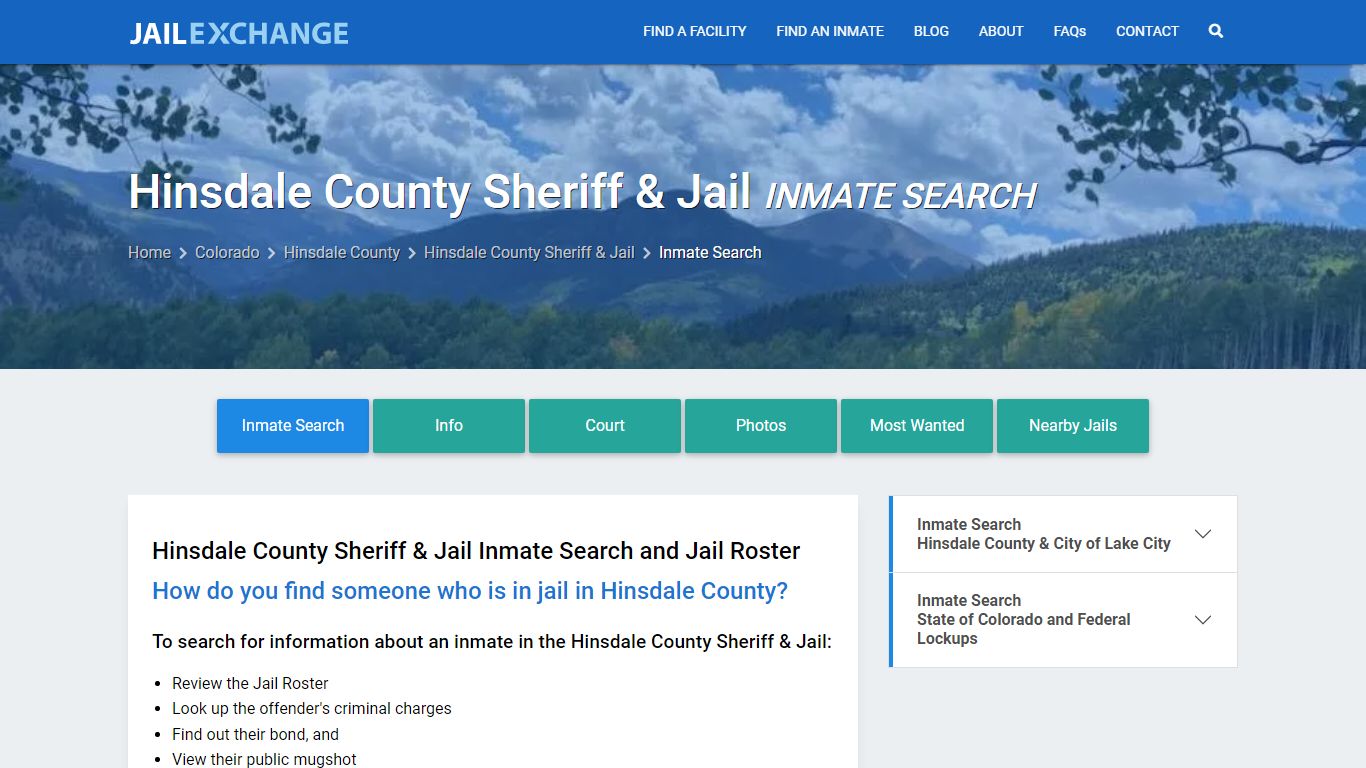 Hinsdale County Sheriff & Jail Inmate Search - Jail Exchange