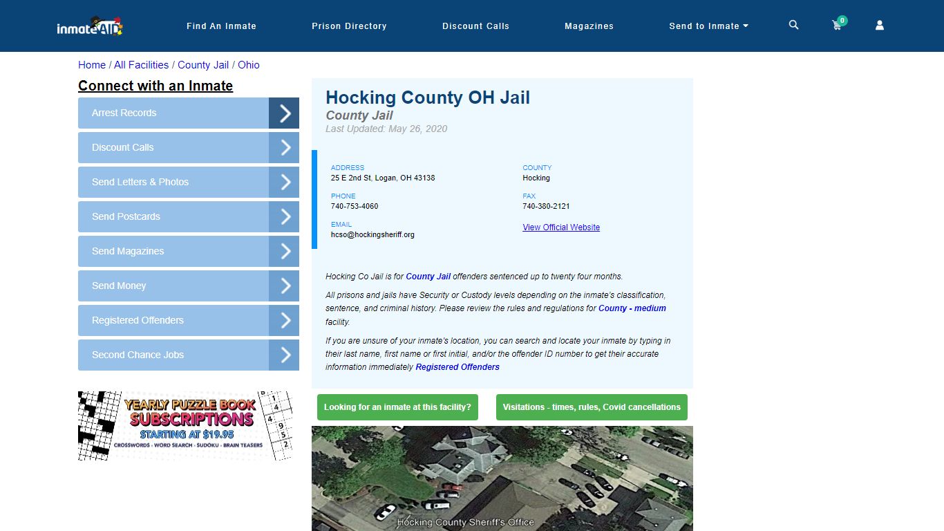 Hocking County OH Jail - Inmate Locator - Logan, OH
