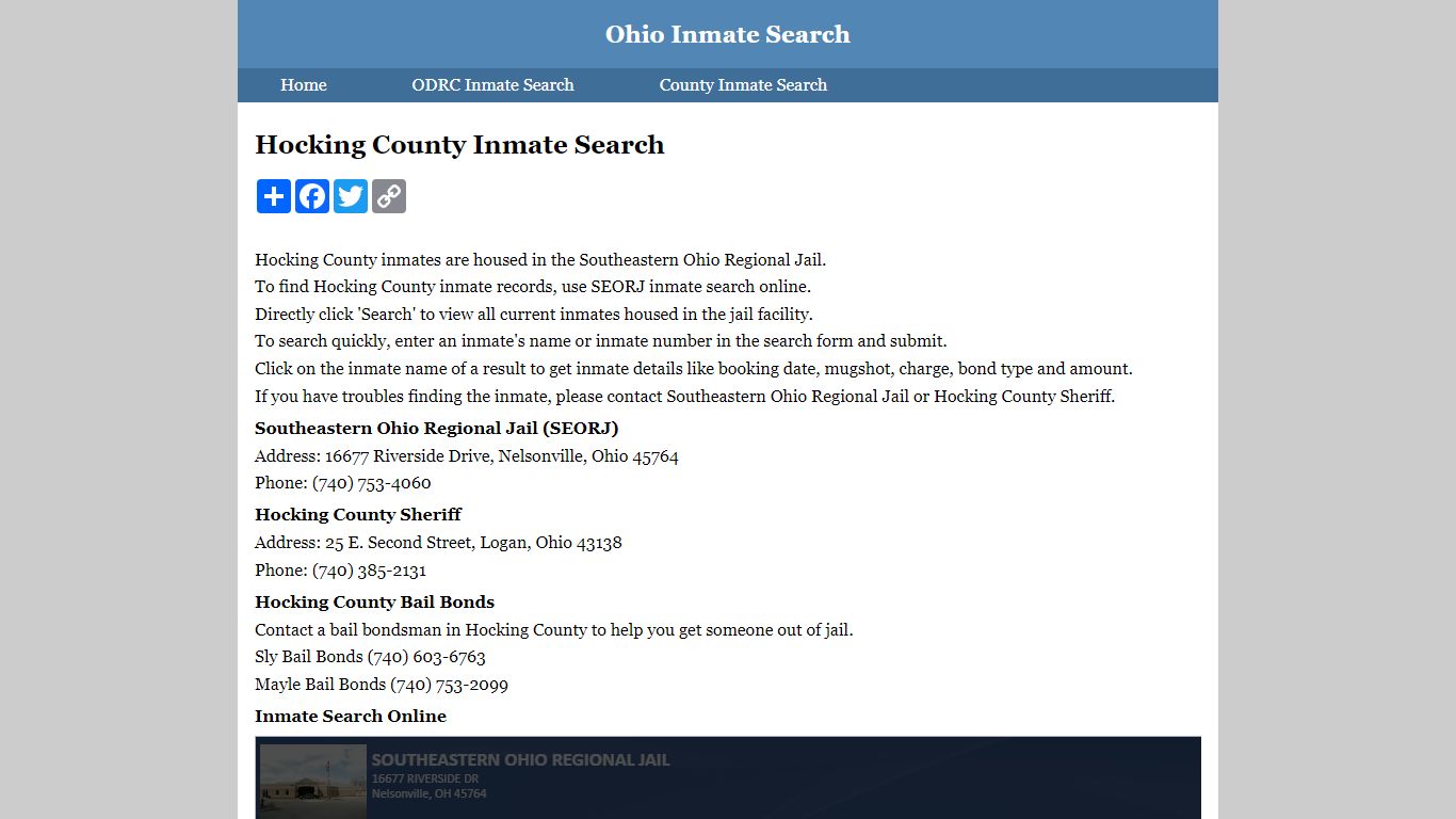 Hocking County Inmate Search