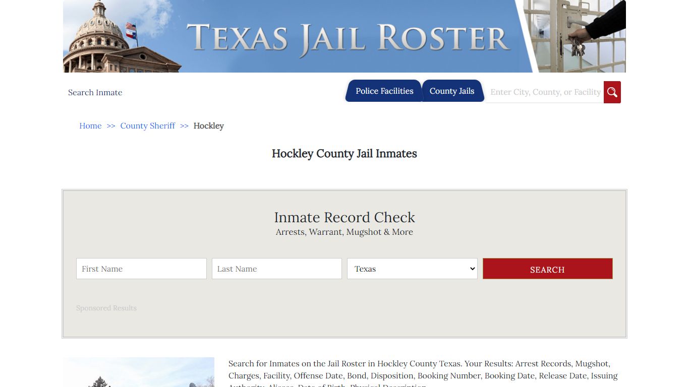 Hockley County Jail Inmates | Jail Roster Search