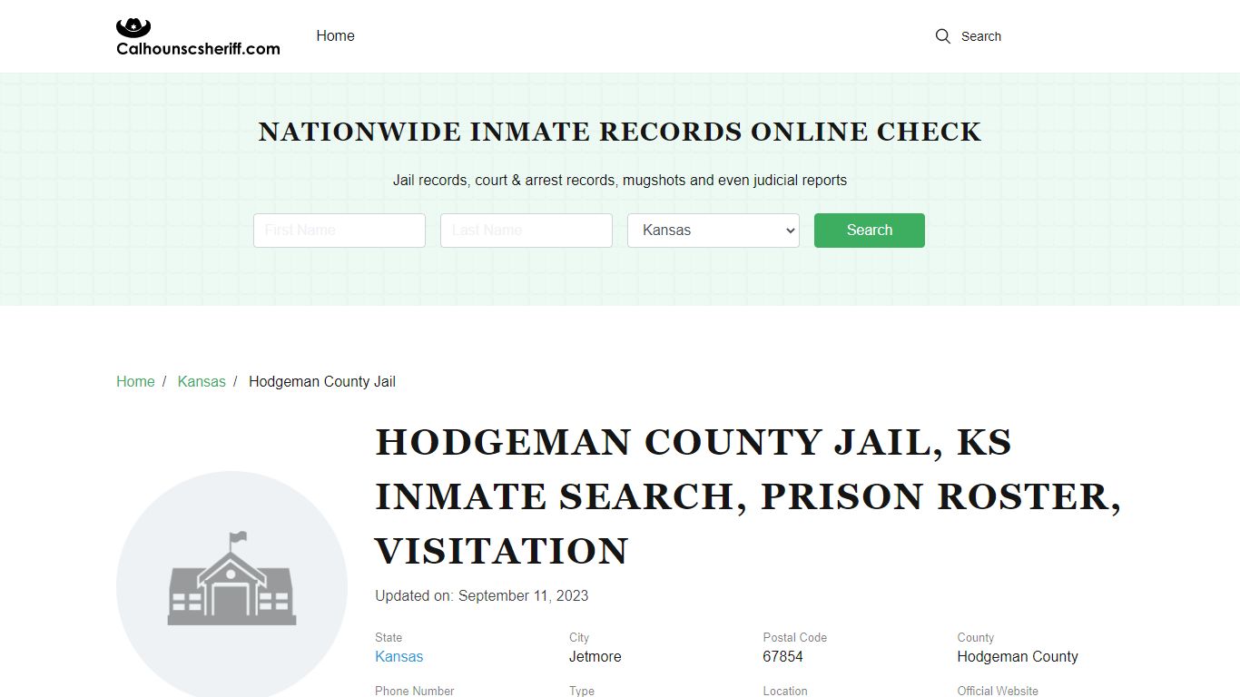 Hodgeman County Jail, KS Inmate Search, Prison Roster, Visitation