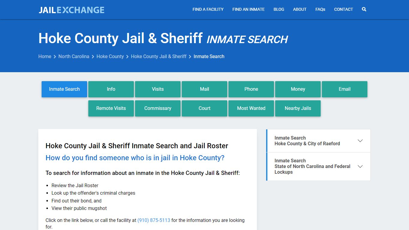 Inmate Search: Roster & Mugshots - Hoke County Jail & Sheriff, NC