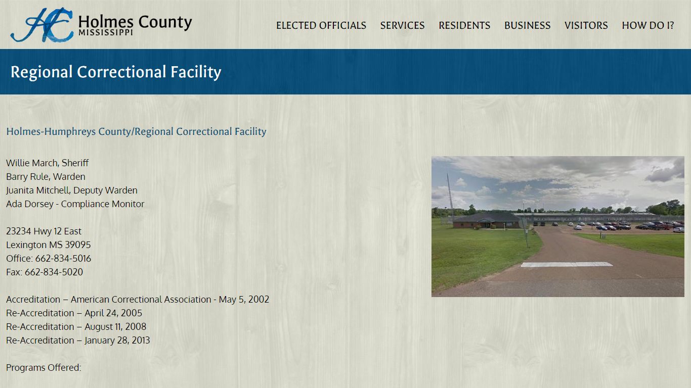 Regional Correctional Facility | Holmes County - Holmes County, Mississippi