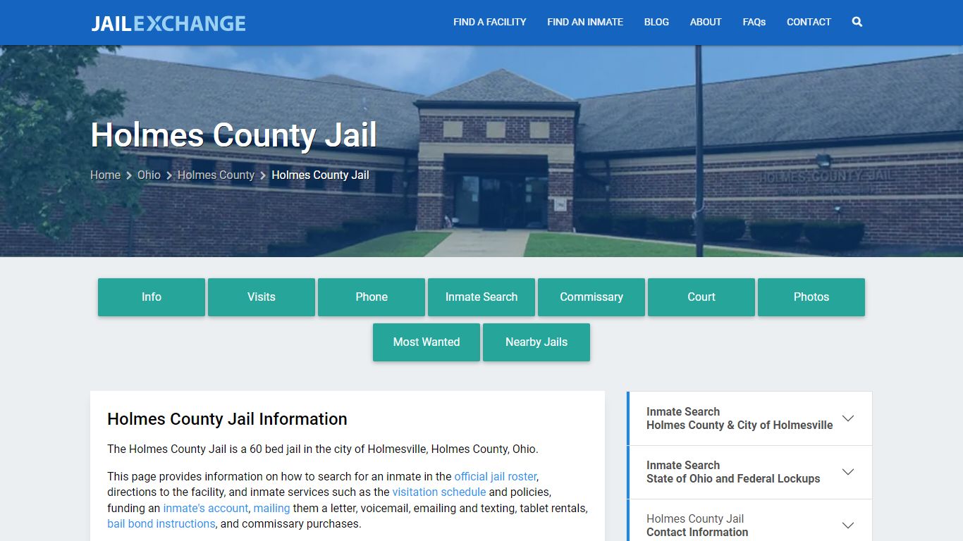 Holmes County Jail, OH Inmate Search, Information