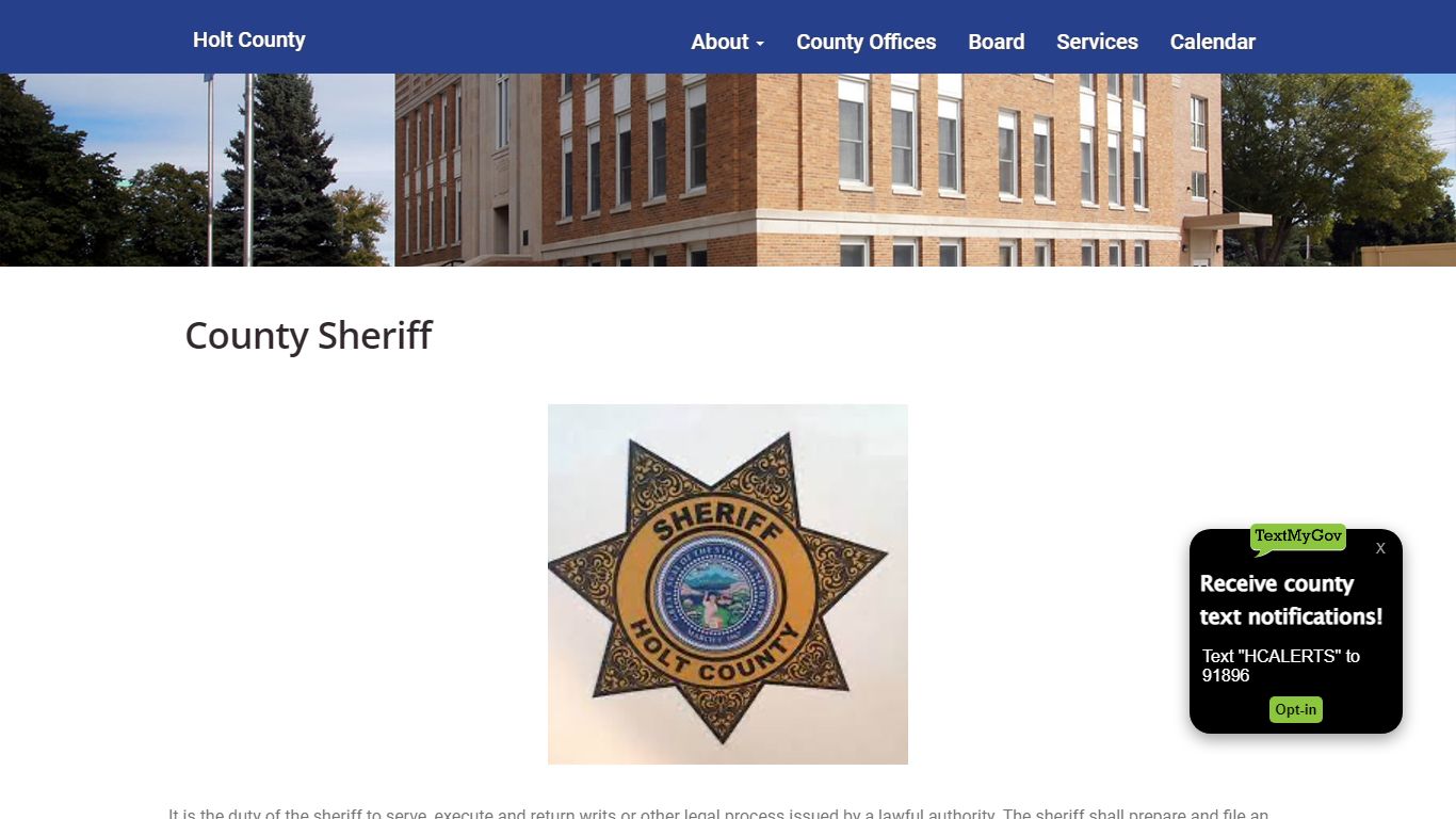 County Sheriff | Holt County - Holt County, Nebraska
