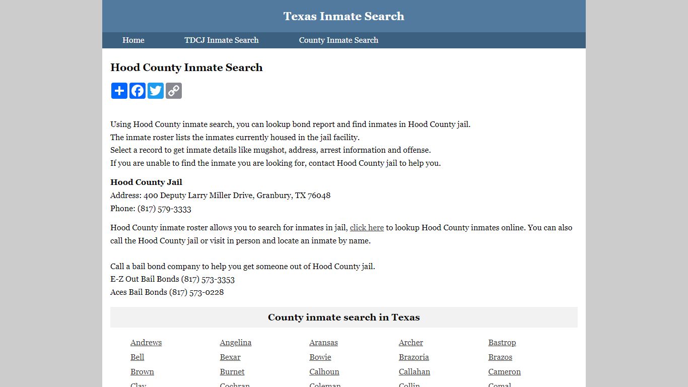 Hood County Inmate Search