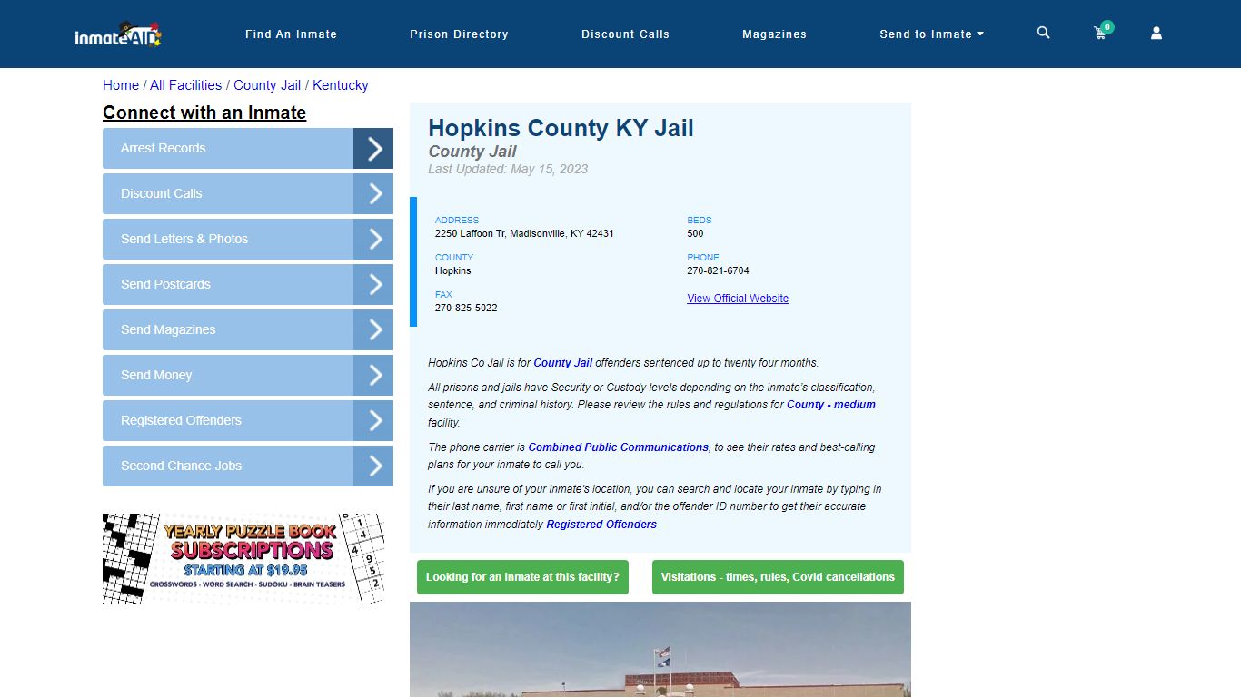 Hopkins County KY Jail - Inmate Locator - Madisonville, KY