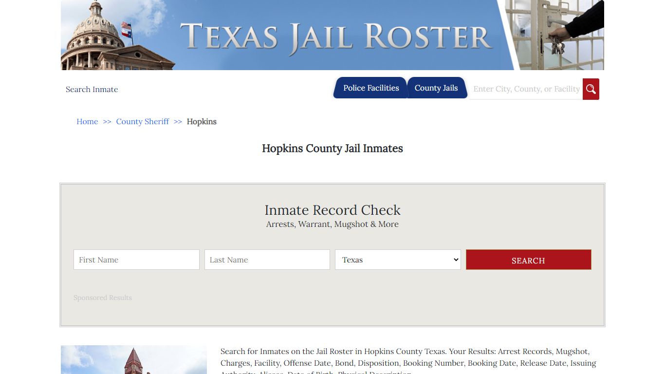 Hopkins County Jail Inmates | Jail Roster Search