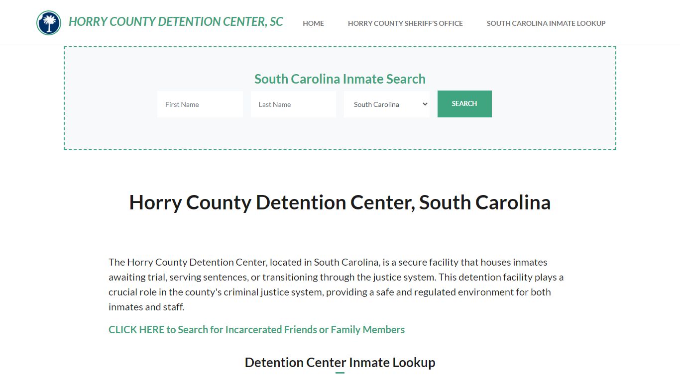 Horry County Detention Center, SC Inmate Roster, Offender Search