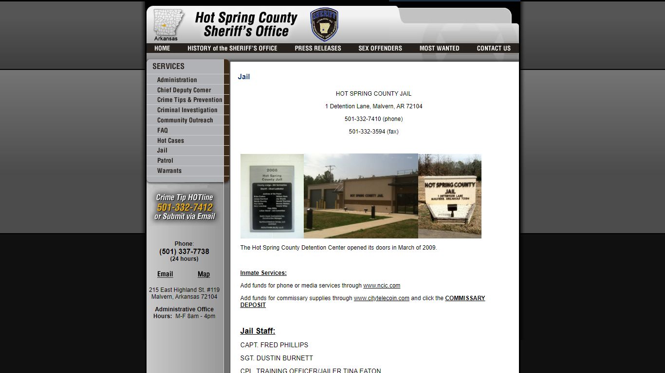 Jail - Hot Spring County Sheriff AR