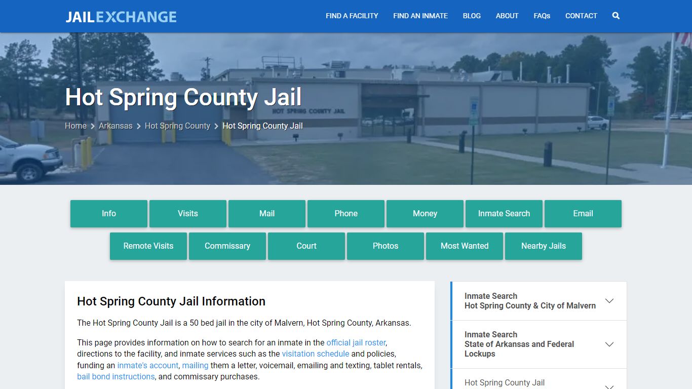 Hot Spring County Jail, AR Inmate Search, Information