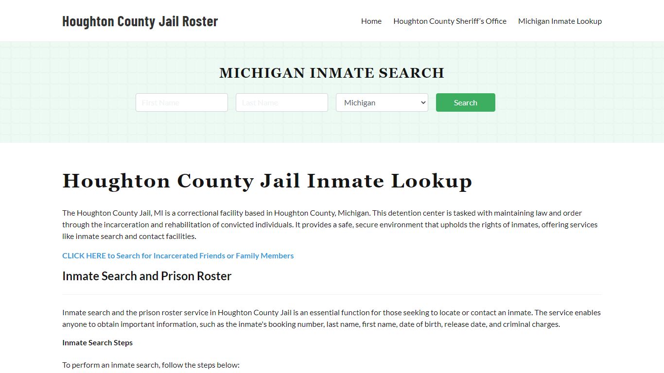 Houghton County Jail Roster Lookup, MI, Inmate Search