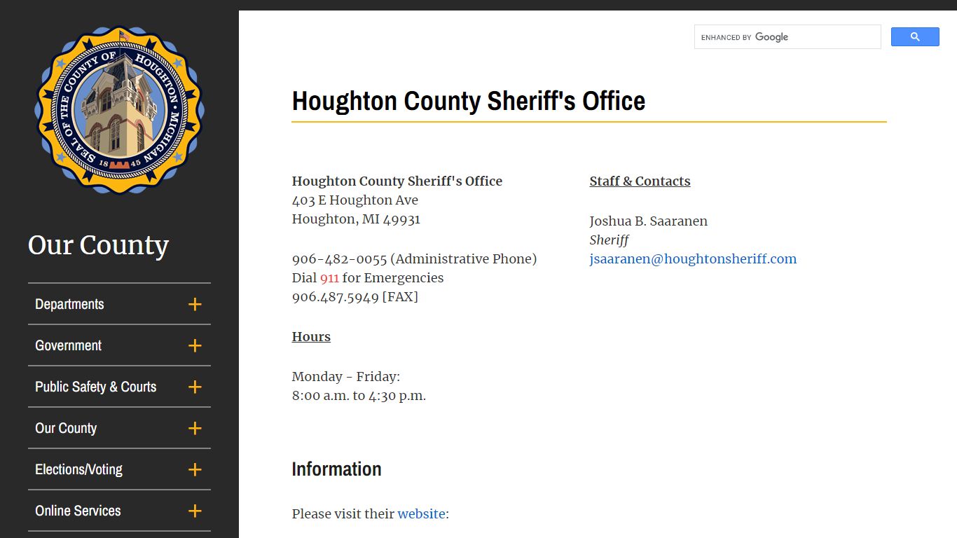Houghton County Sheriff's Office | Houghton County, Michigan