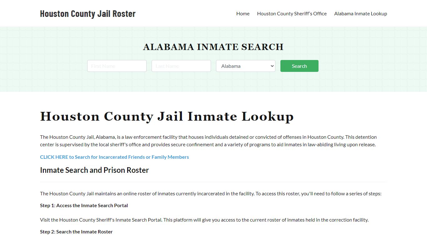 Houston County Jail Roster Lookup, AL, Inmate Search