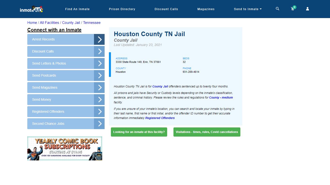 Houston County TN Jail - Inmate Locator - Erin, TN