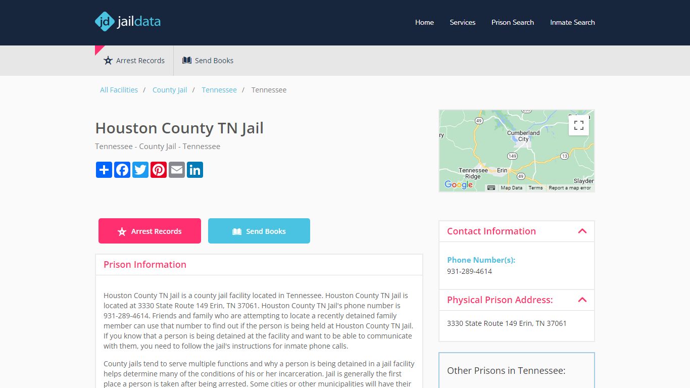 Houston County TN Jail Inmate Search and Prisoner Info - Erin, TN