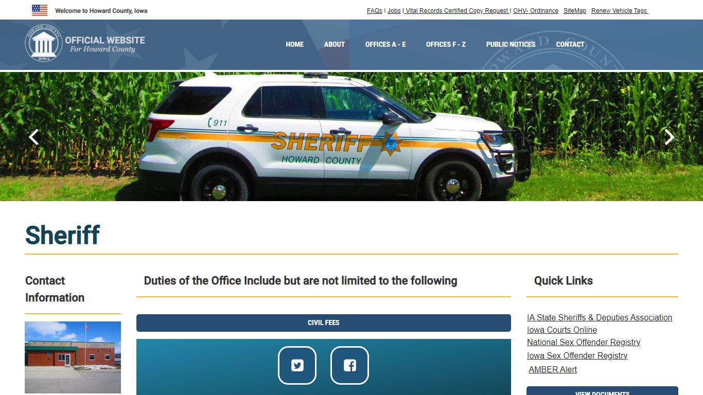 Sheriff in Howard County, Iowa | Howard County Iowa