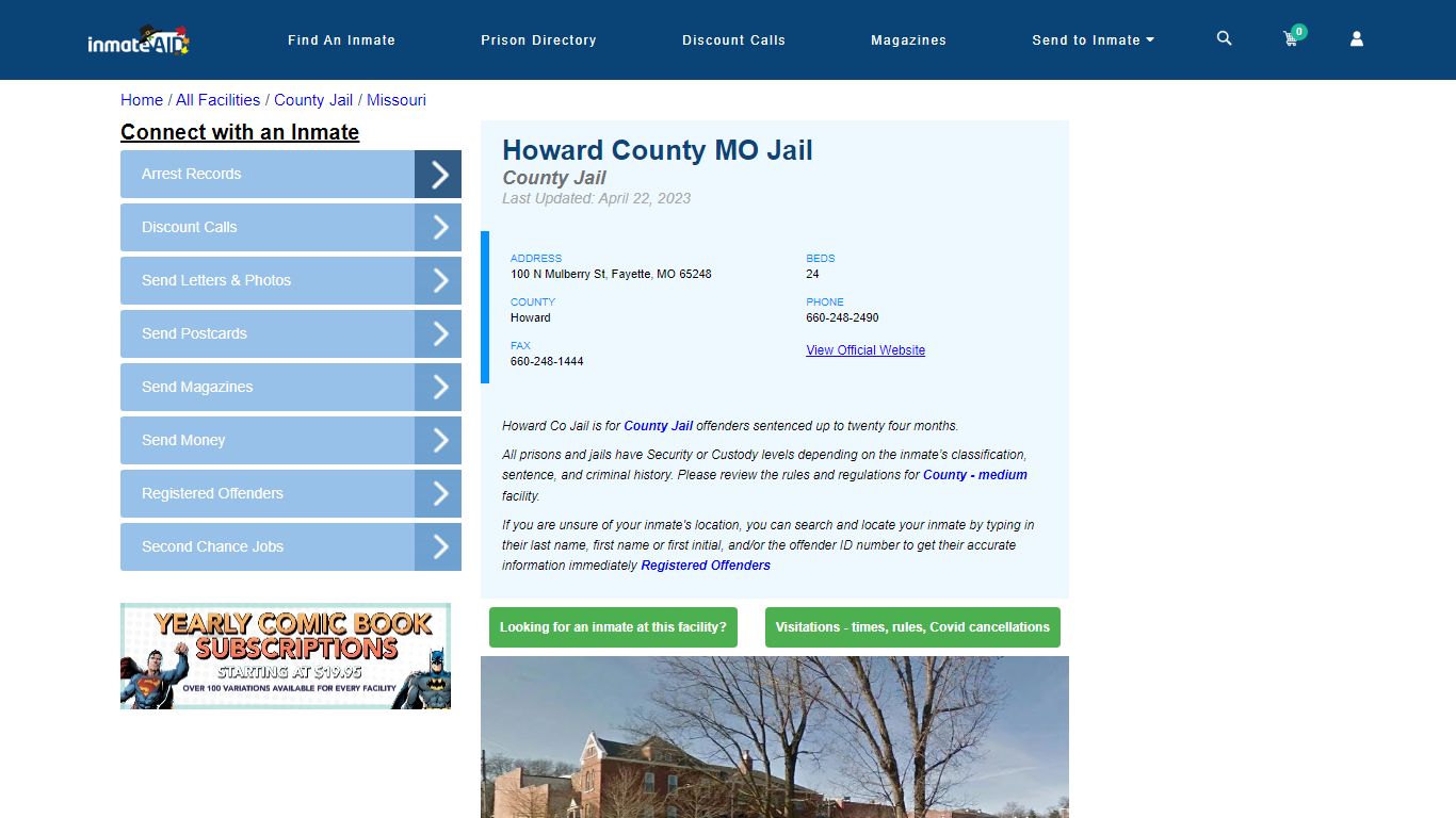 Howard County MO Jail - Inmate Locator - Fayette, MO