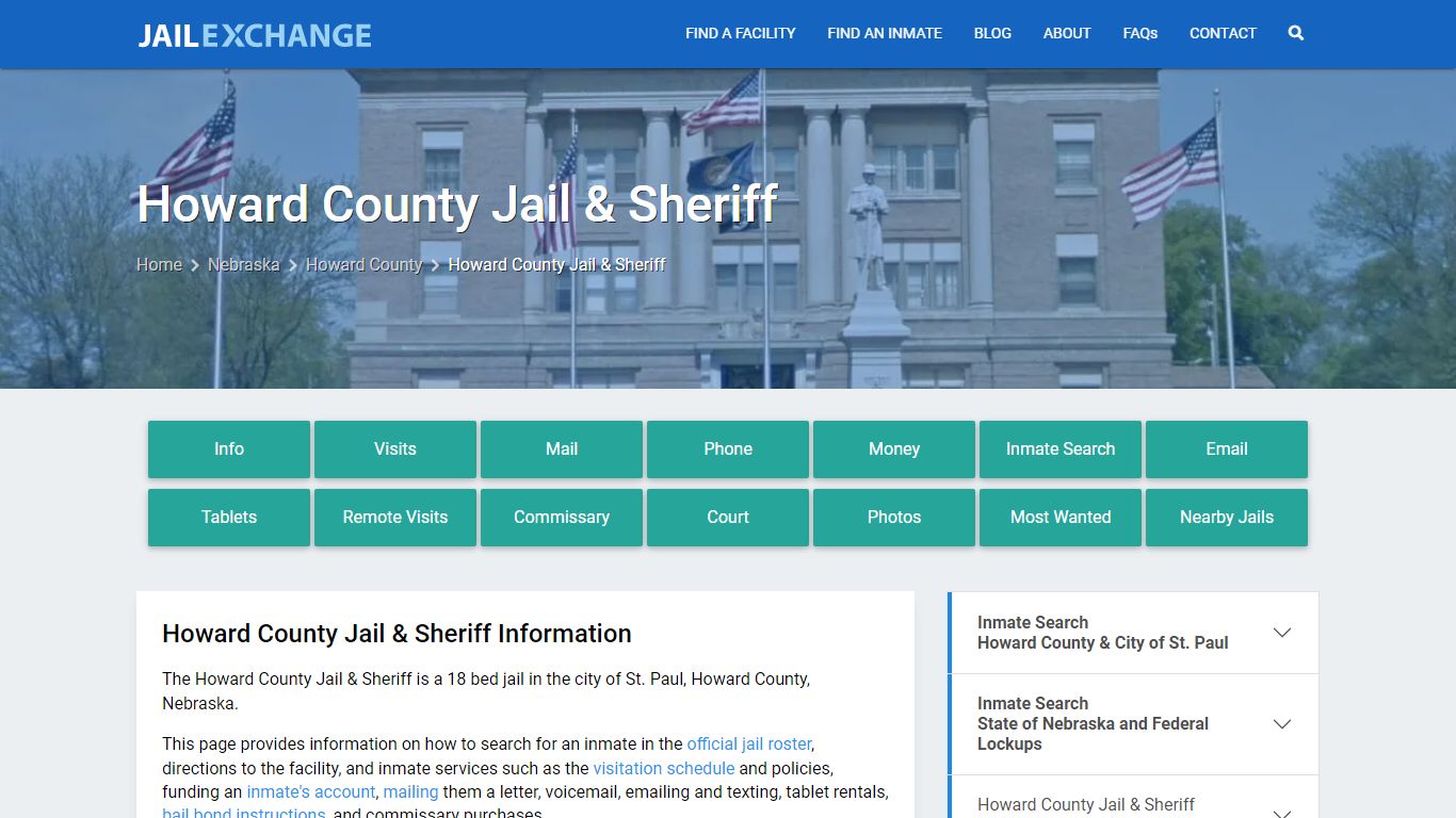 Howard County Jail & Sheriff, NE Inmate Search, Information