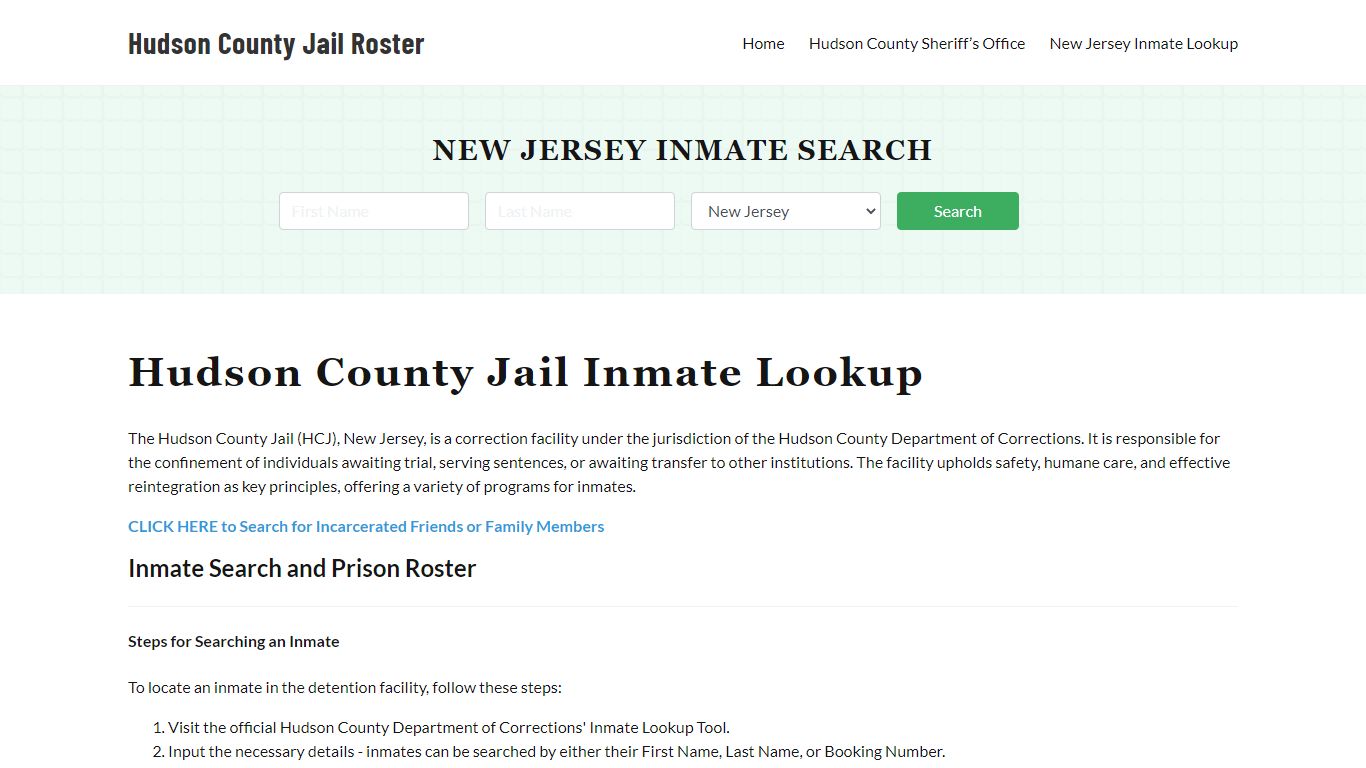 Hudson County Jail Roster Lookup, NJ, Inmate Search