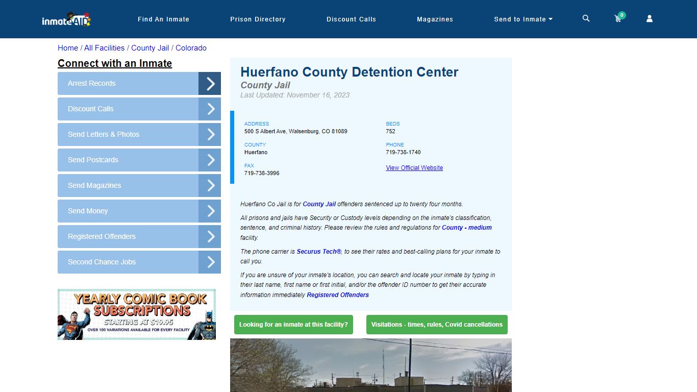 Huerfano County Detention Center - Inmate Locator - Walsenburg, CO