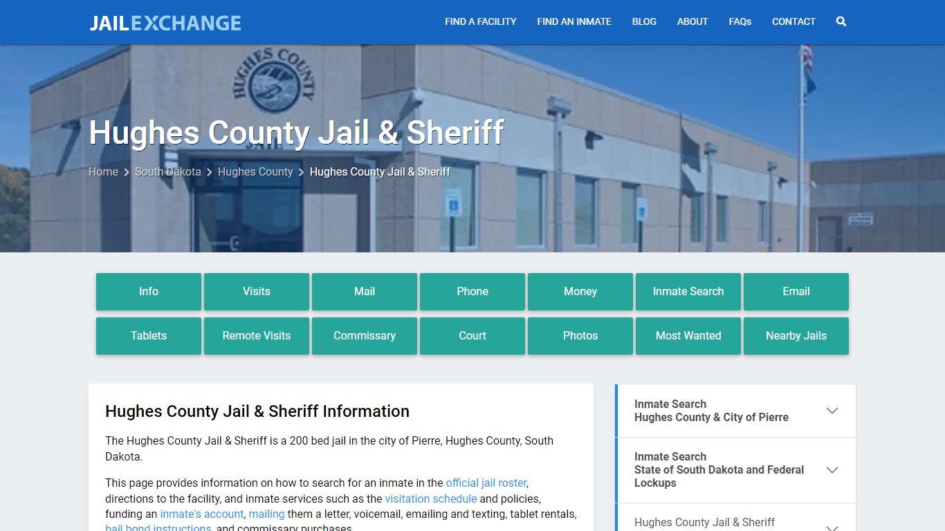Hughes County Jail & Sheriff, SD Inmate Search, Information