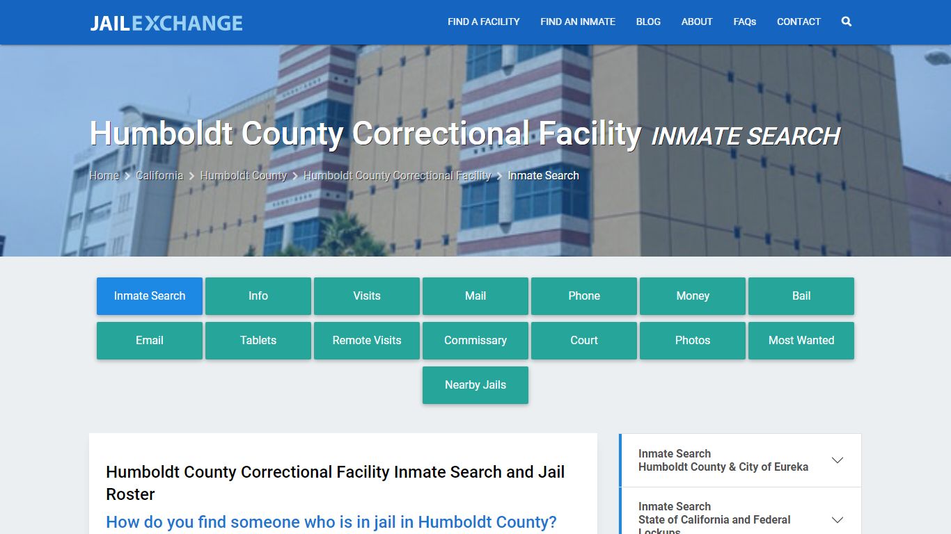 Humboldt County Correctional Facility Inmate Search - Jail Exchange