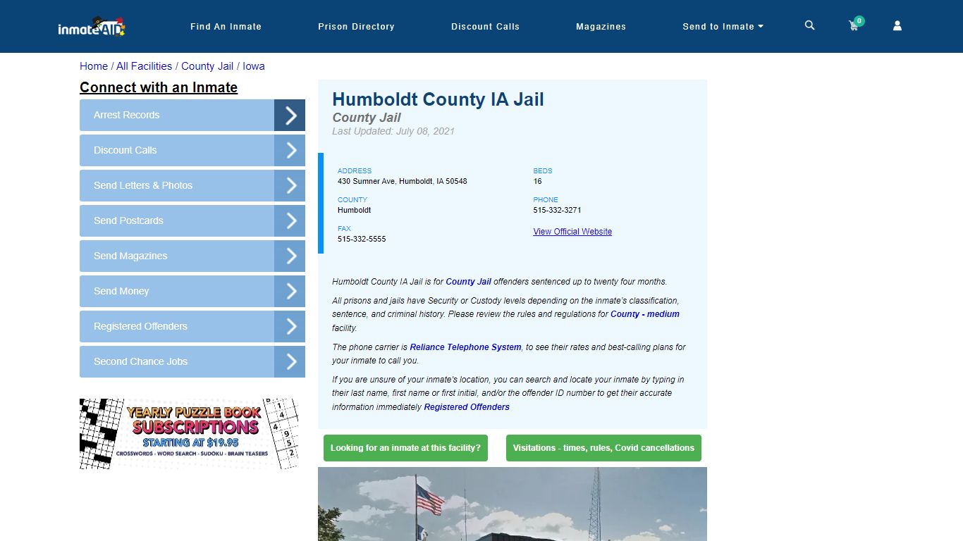 Humboldt County IA Jail - Inmate Locator - Humboldt, IA