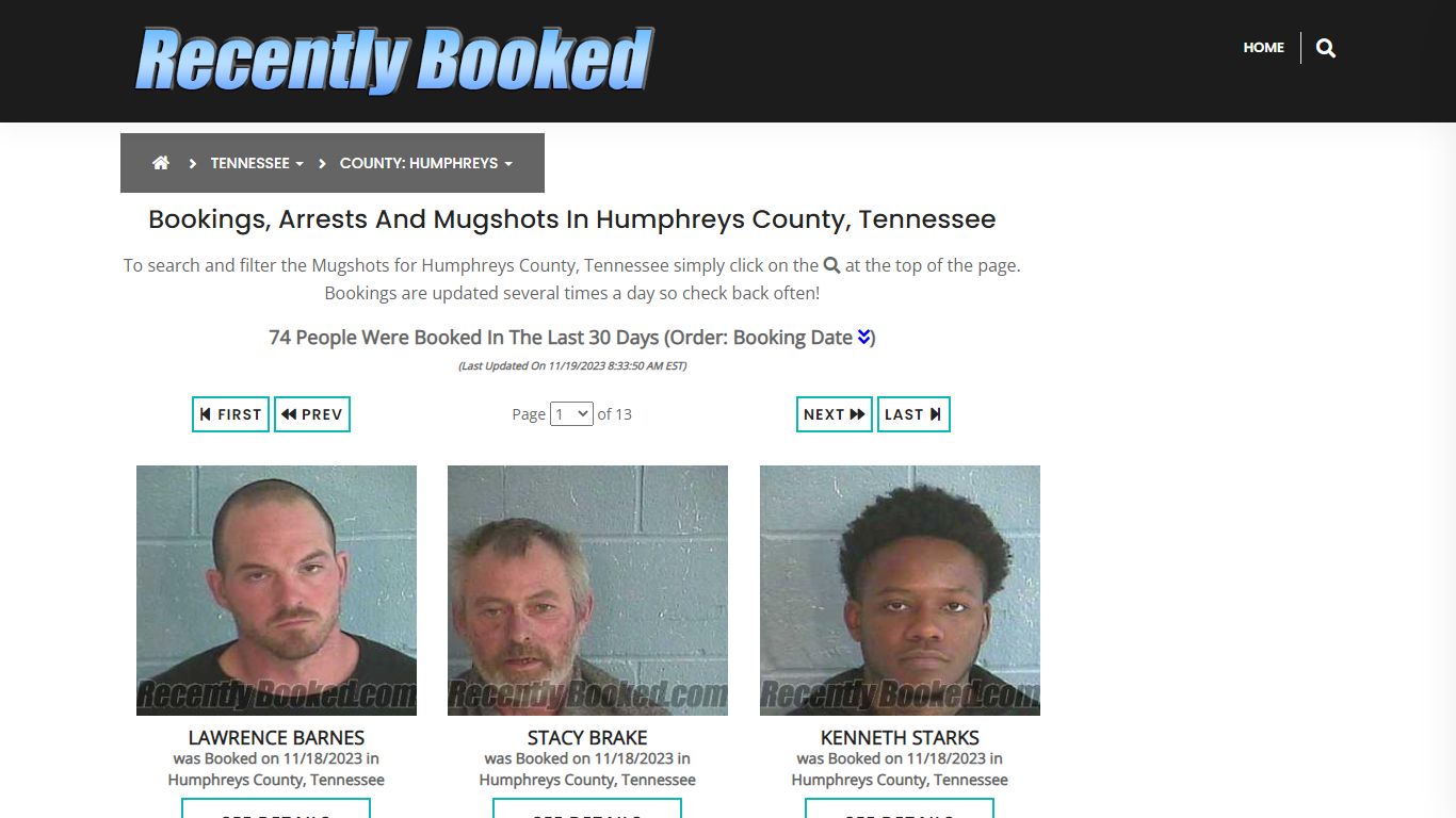 Bookings, Arrests and Mugshots in Humphreys County, Tennessee