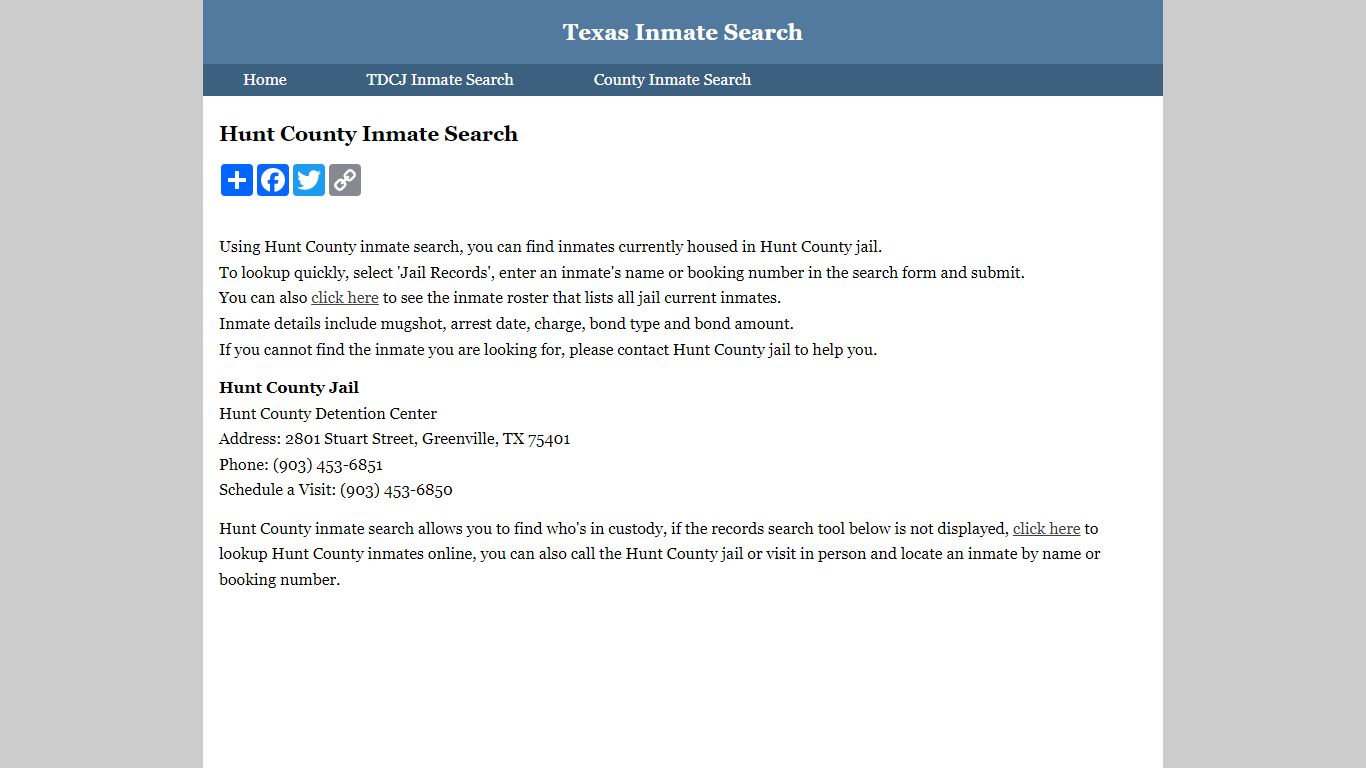 Hunt County Inmate Search