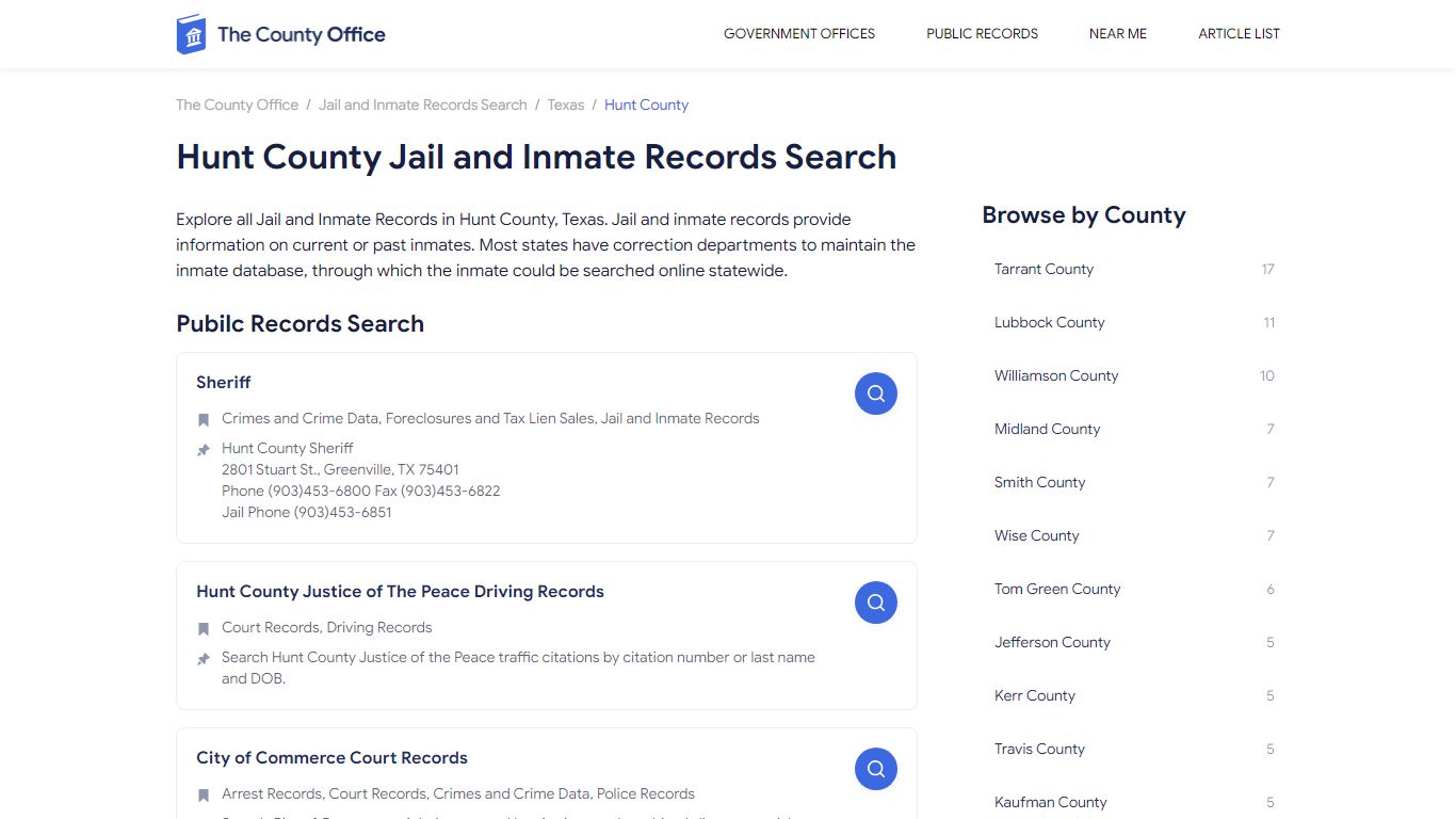 Hunt County Jail and Inmate Records Search - The County Office