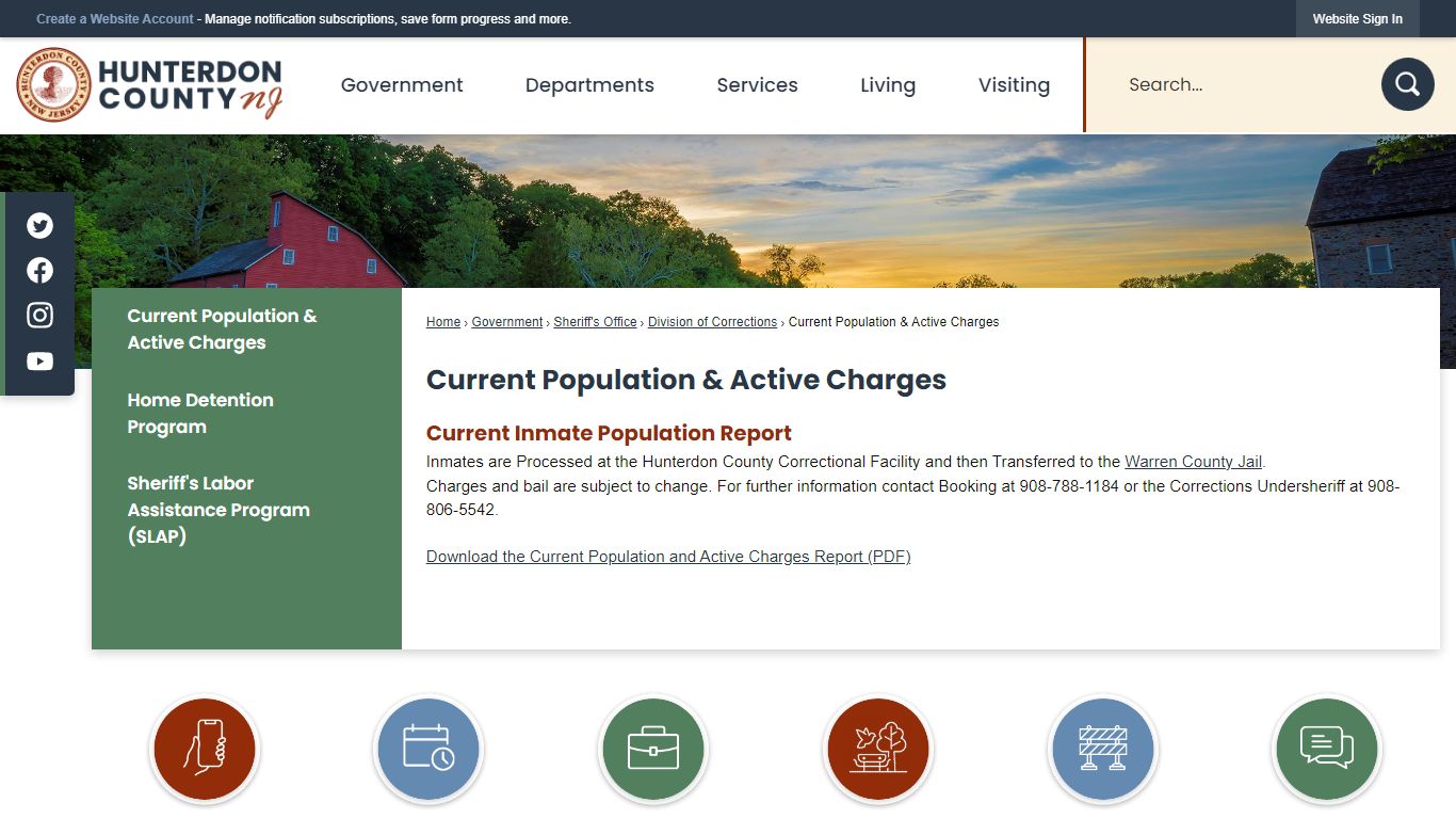 Current Population & Active Charges | Hunterdon County, NJ