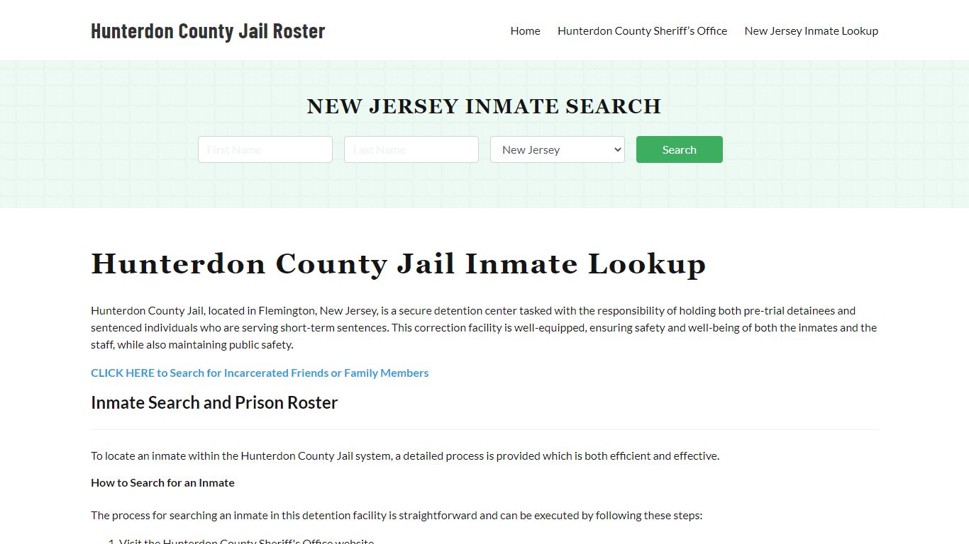 Hunterdon County Jail Roster Lookup, NJ, Inmate Search