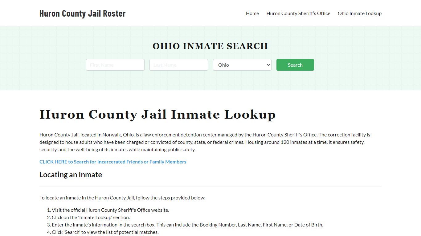 Huron County Jail Roster Lookup, OH, Inmate Search