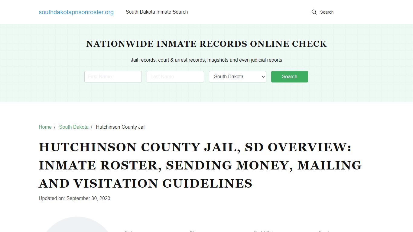 Hutchinson County Jail, SD: Offender Search, Visitation & Contact Info