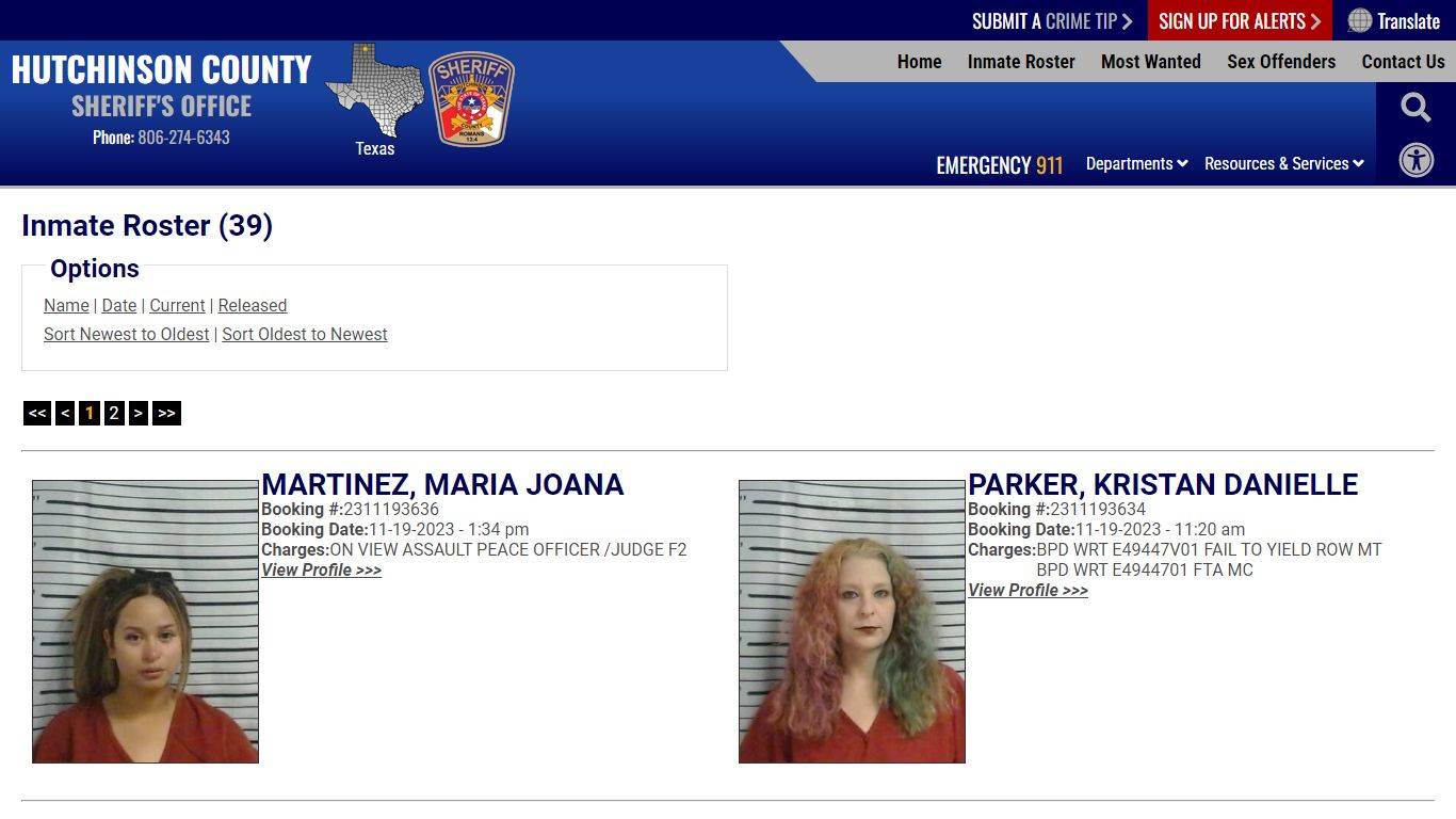 Inmate Roster (31) - Hutchinson County Sheriff TX