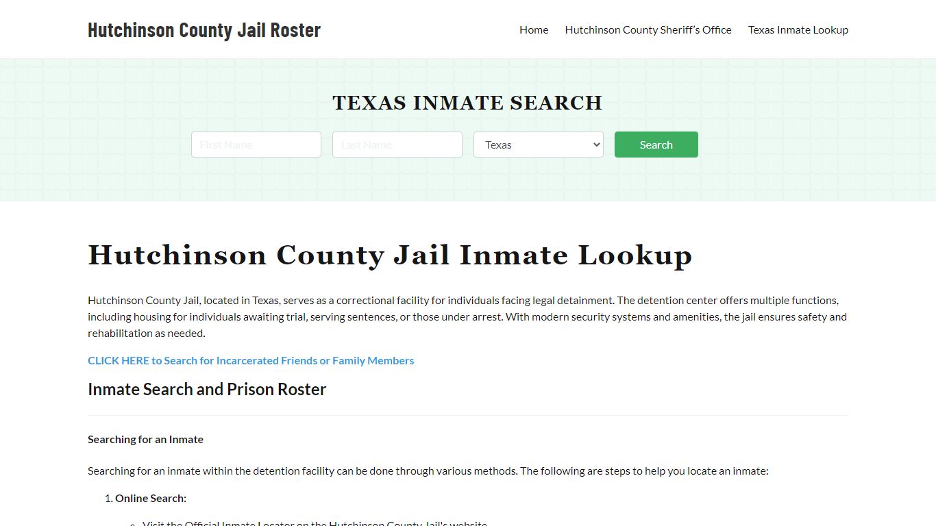 Hutchinson County Jail Roster Lookup, TX, Inmate Search