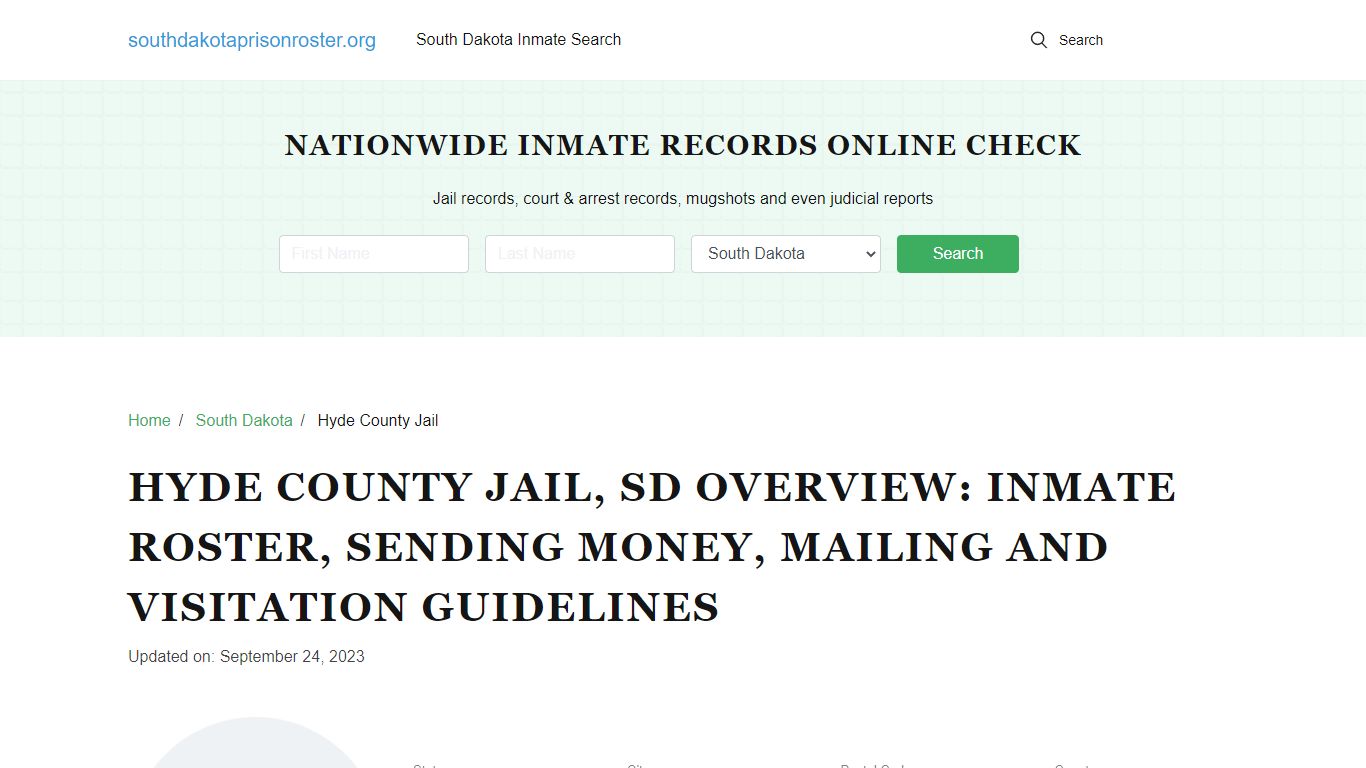 Hyde County Jail, SD: Offender Search, Visitation & Contact Info