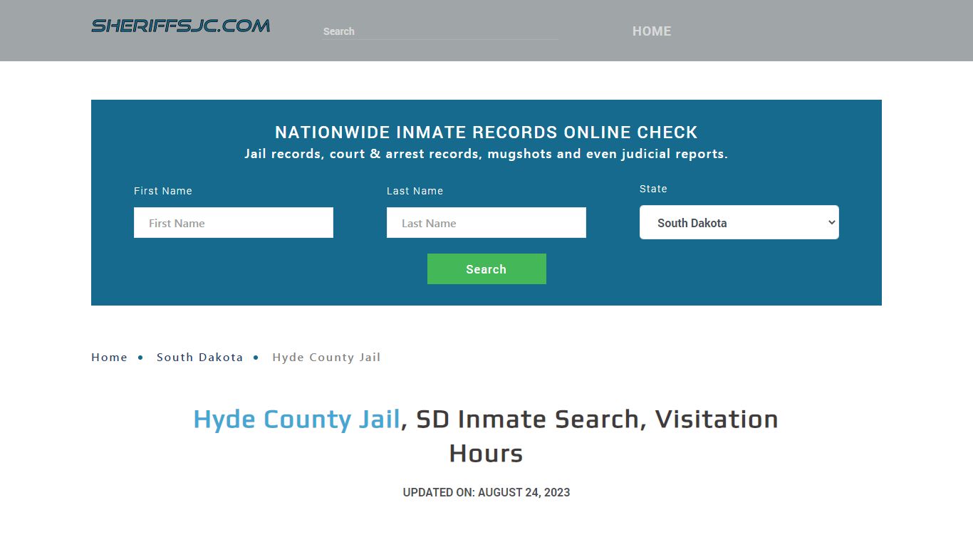 Hyde County Jail, SD Inmate Search, Visitation Hours