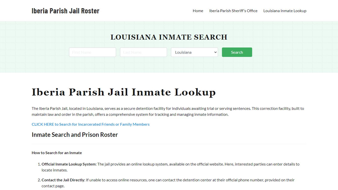 Iberia Parish Jail Roster Lookup, LA, Inmate Search