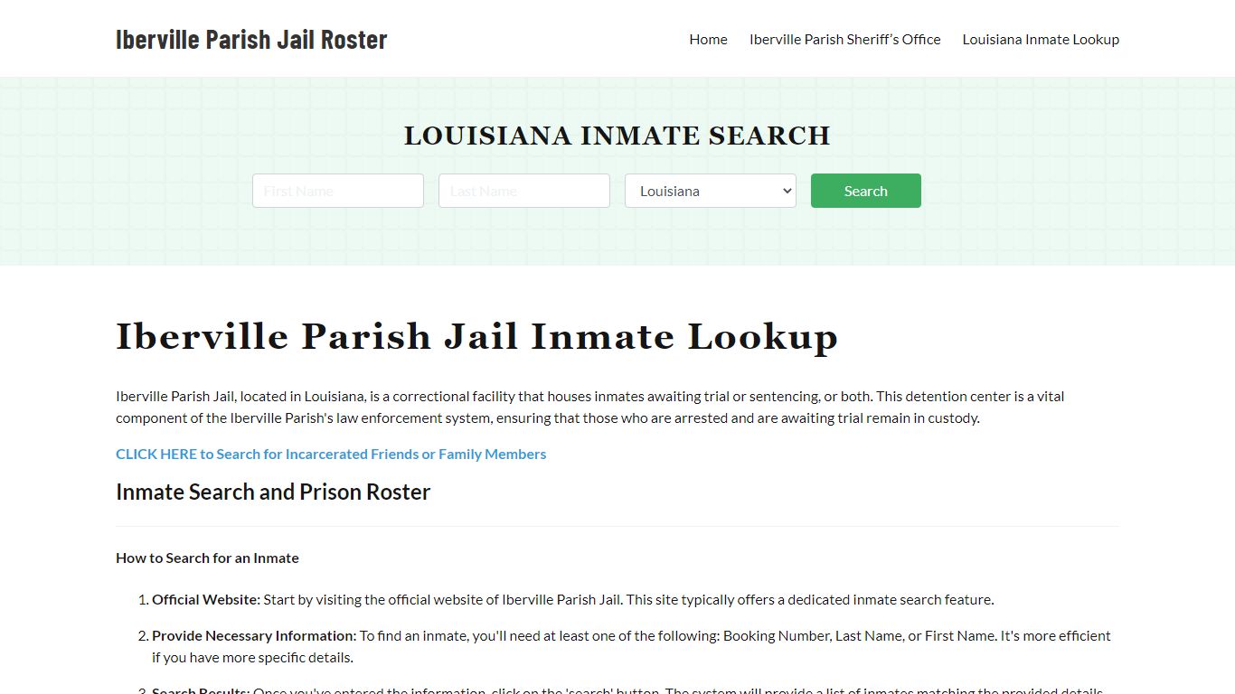 Iberville Parish Jail Roster Lookup, LA, Inmate Search