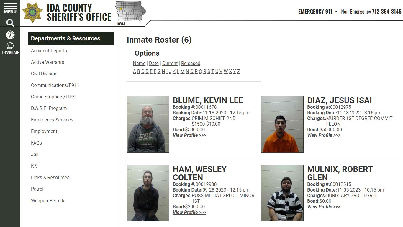 Inmate Roster - Current Inmates - Ida County Sheriff's Office