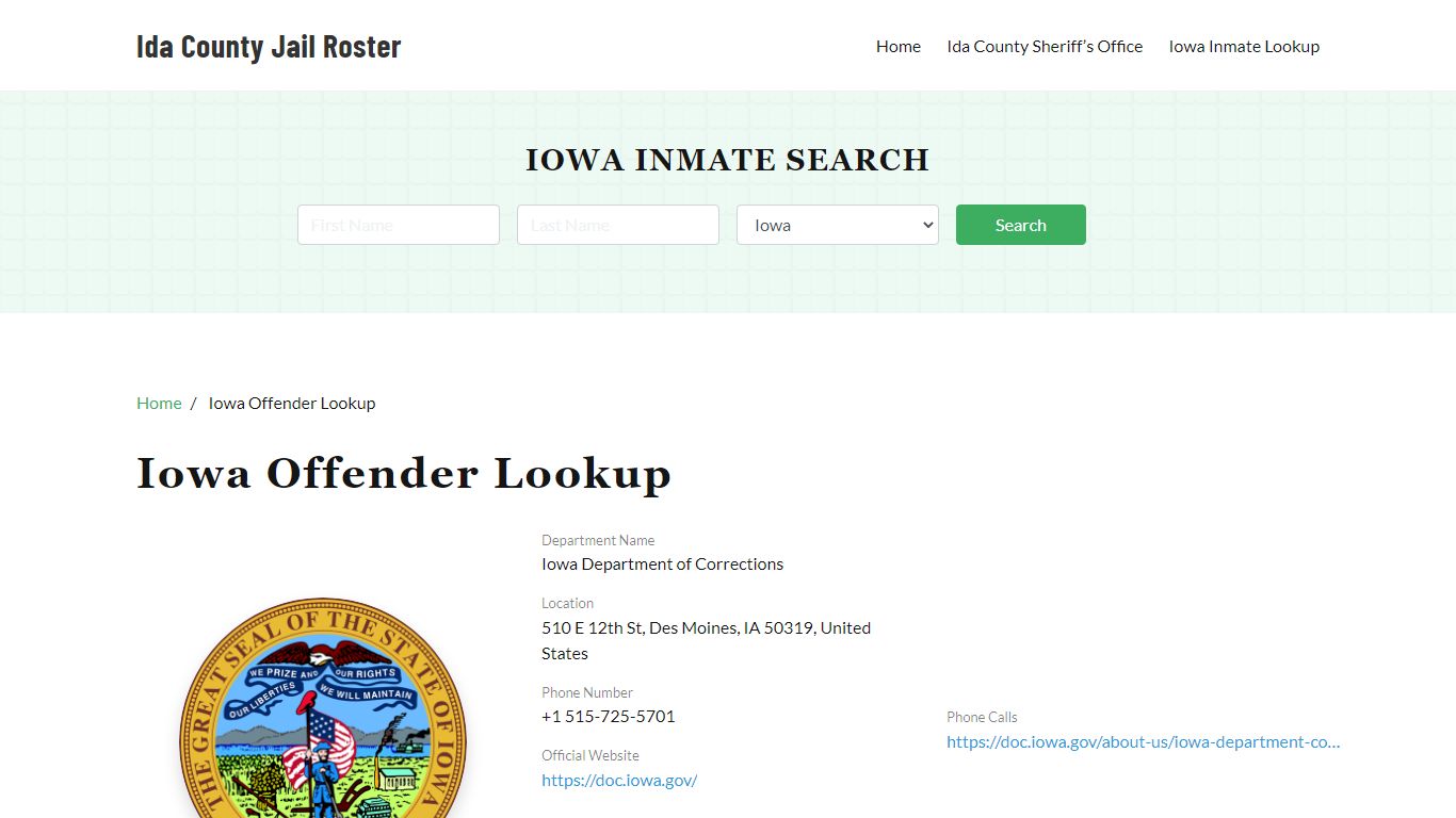 Iowa Inmate Search, Jail Rosters - Ida County Jail