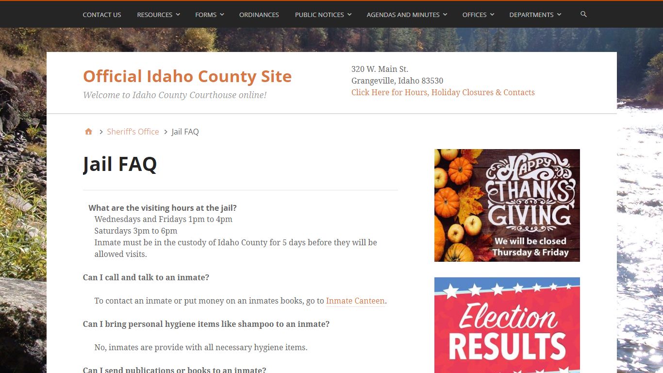 Jail FAQ – Official Idaho County Site