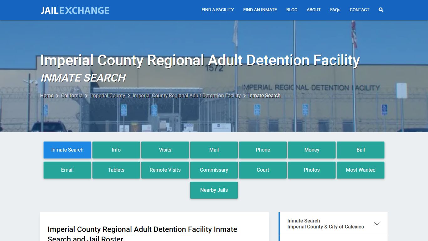 Imperial County Regional Adult Detention Facility Inmate Search