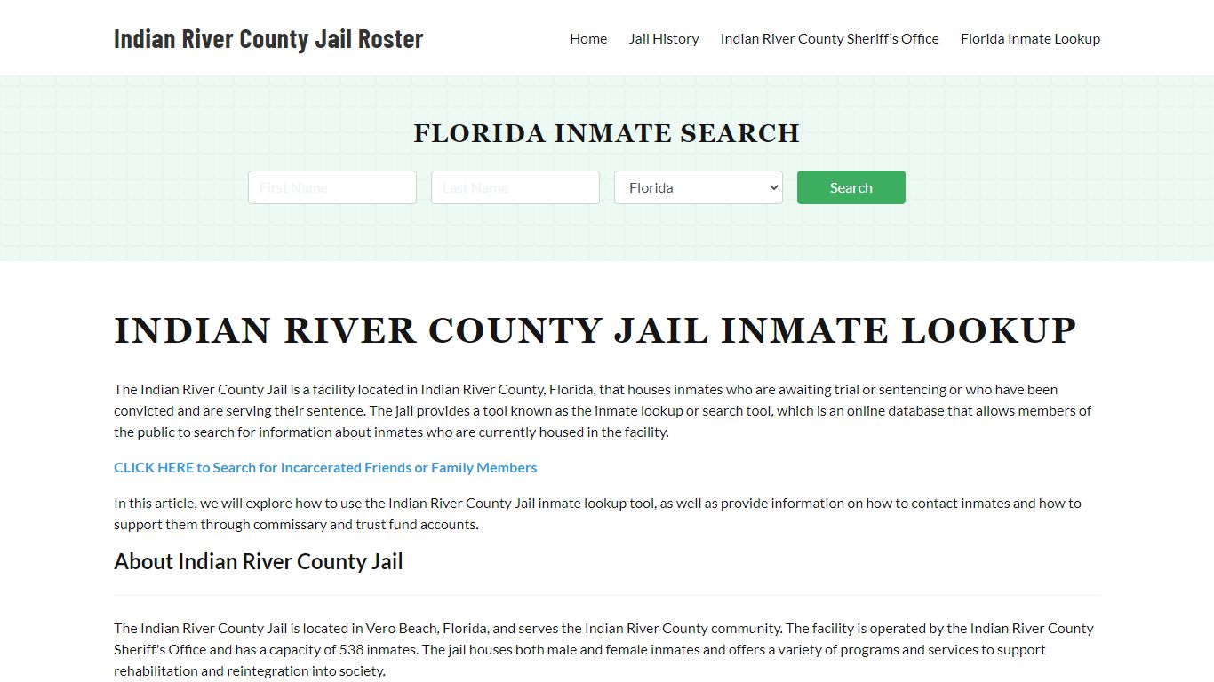 Indian River County Jail Roster Lookup, FL, Inmate Search