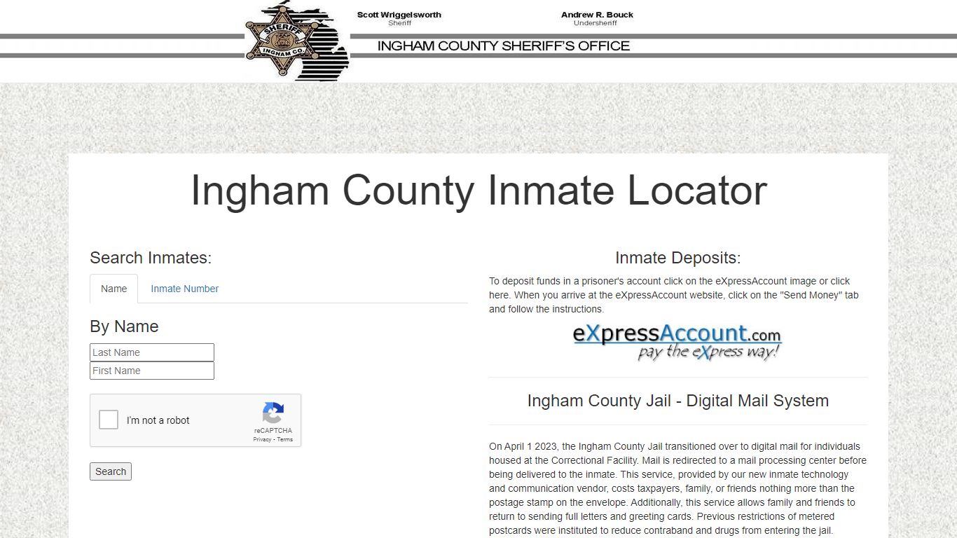 Ingham County Inmate Locator - Home Page