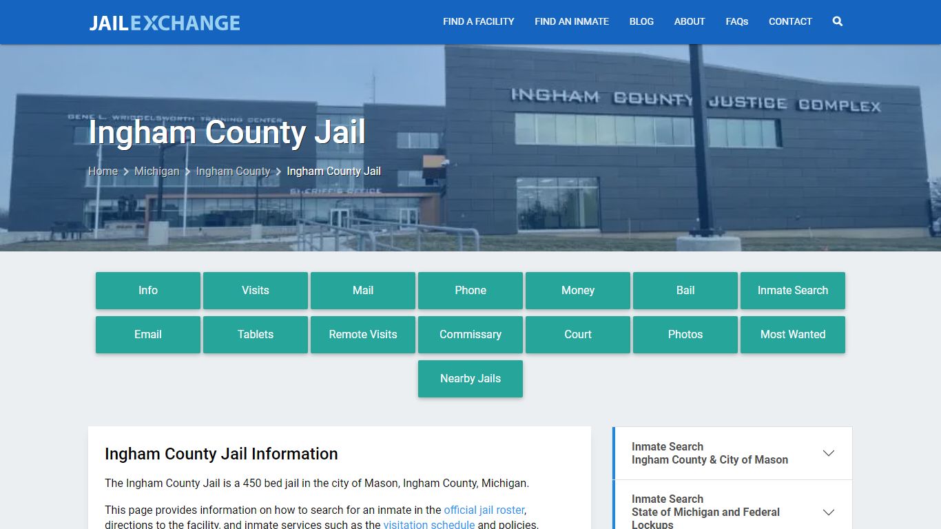 Ingham County Jail, MI Inmate Search, Information